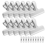 Qualsen 12 Pcs Pinzas Bolsa Acero Inoxidable 7.6cm Clips de Chip Bolsas de Comida de Metal Clips para Bolsas de Café y Alimentos, Casa, Cocina, Oficina