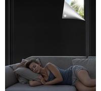 Qualsen Estor Sin Taladrar Opaco 300x150cm, Proteccion Solar Estores Adhesivos Tela Oscurecedora Persianas Portátil Temporal Estores Opacos para Dormitorio, Caravana, Ventana, Viaje (Negro-Plata)