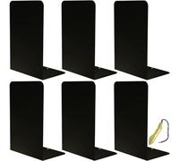 Qualsen Sujeta Libros Estantería Negro - 6 Unidades Soporte y Separador para Escritorio, Hogar y Biblioteca