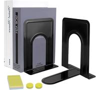 Qualsen Sujetalibros Estanteria, Originales Sujetalibros de Metal, Separador de Libros Aguanta Libros Bookend para La Oficina O El Hogar 17 x 12 x 15 cm（Negro 1 par