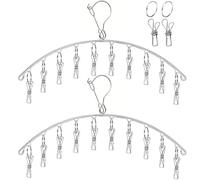 Qualsen Tendedero de Acero Inoxidable con 10 Clips de Metal para secar Calcetines, Ropa para bebés, pañales de Tela, Sostenes, Toallas, Ropa Interior, Gorro, Bufanda (2 Piezas)
