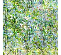 Qualsen Vinilo para Ventana Efecto Arcoiris Vinilos para Cristales Patrón de Hoja Verde Electrostática Decorativos Vinilo Adhesivo Cristal Anti UV Lámina Privacidad Ventana para Hogar 44x200cm