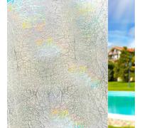 Qualsen Vinilos para Cristales 3D Efecto Arcoiris 30x120cm, Líneas Artísticas Vinilo Adhesivo Cristal Decorativos Translucido Estático Anti UV Laminas Vinilo Ventana Privacidad para Hogar, Oficina