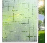 Qualsen Vinilos para Cristales 90x400cm, Patrón de Cruz Vinilo No Adhesivo Cristal Decorativos Esmerilado Translucido Estático Anti UV Laminas Vinilo Ventana Privacidad para Hogar, Cocina, Oficina