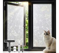 Qualsen Vinilos para Cristales con Estampado Floral Vinilo Adhesivo Cristal Vinilo Ventana, Lámina Privacidad Ventana Anti-UV Vinilos para Cristales Decorativos de Bano Cocina (44.3 x 200 cm)