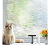 Qualsen Vinilos para Cristales, Vinilo Cristal No Adhesivo Estático Anti UV, Translucido Decorativos Vinilo Cristal Privacidad para Puertas Cristal Cocina Oficina, 90 x 200 cm, Textura Esmeriladas