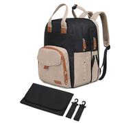 Qualyphant - Bolsa de pañales extensible para 2 niños, 17 a 30 l, impermeable, diseño de fácil acceso, Negro + Caqui, L
