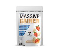Quamtrax Nutrition - Massive Gainer Premium (Ganador de Masa Muscular) - 3,7 kg - Sabor Fresa y Chocolate Blanco - Ganancia muscular, alto contenido calórico y recuperación