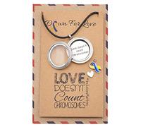 Quan Jewelry - Collar con medallón para Mujer, joyería de concienciación sobre el síndrome de Down con Tarjeta de felicitación