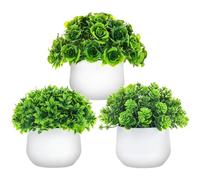 Quancru 3 Piezas Mini Planta Artificial en Maceta Flor de Rosa Hierba DIY Decoración Casa Boda Fiesta Fotografía Hotel Alféizar de la Ventana