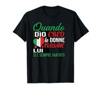 Quando DIO Creo Le Donne Italiane Bandera Corazón Tipografía Camiseta gráfica económica