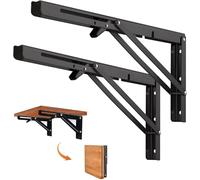 Quanerba 2PCS Soporte Estantería Plegable 250mm, Montados en la Pared Soporte de Estante Plegable Pesado, Carga Máxima 50 kg, Escuadras para Estanterias Ahorrar Espacio (250 mm/ 10 inch-Carga 50kg)