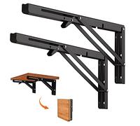 Quanerba 2PCS Soporte Estantería Plegable 300mm, Montados en la Pared Soporte de Estante Plegable Pesado, Carga Máxima 60 kg, Escuadras para Estanterias Ahorrar Espacio (300 mm/ 12 inch-Carga 60kg)
