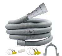 Quanerba Kit Manguera Desagüe 1/2/3/4/5M Extensible, Universal para Lavadoras+Lavavajillas - Incluye Adaptadores/Abrazaderas, Alta Resistencia, Fácil Instalación (5M)