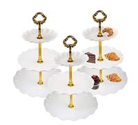 Quanerba Soporte para Tartas de 3 Pisos, 3 Pack Bandeja de Tartas, Reutilizable Plato de Frutos, Cupcake y Torre de Postre, Cupcakes Expositor Tartasde Desmontable (Espesamiento)