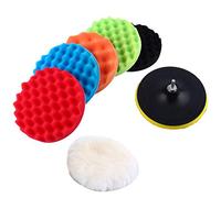 QUANHAO Esponja Pulir para coche, esponja pulir coche, adaptador accesorio taladro Pulidora Pulido Lana Kit Encerado Para el Coche Encerado Lijado,Almohadilla de pulido (8 piezas)