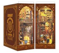 Quanquer DIY Book Nook Biblioteca Casas de muñecas de madera en miniatura Kit con muebles y luz LED, biblioteca de salvia, rompecabezas de madera 3D, kit de modelado, regalo creativo para 14 años +