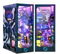 Quanquer DIY Book Nook Kit para Adultos_con Cubierta Antipolvo y luz LED 3D de Madera en Miniatura BookNook Fantasía_Creatividad Regalo para Adolescentes(Cyberpunk)