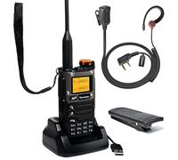 Quansheng UV-K5(8) Radio bidireccional portátil VHF UHF UHF FM NOAA UV-K6 Naranja para Exteriores/almacenaje y logística/navegación/producción Industrial (Negro, con Auricular en Forma de G Rojo)
