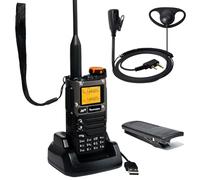 Quansheng UV-K5(8) Radio bidireccional portátil VHF UHF UHF FM NOAA UV-K6 Naranja para Exteriores/almacenaje y logística/navegación/producción Industrial (Negro, con Auricular en Forma de D)