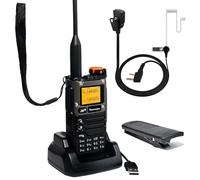 Quansheng UV-K5(8) Radio bidireccional portátil VHF UHF UHF FM NOAA UV-K6 Naranja para Exteriores/almacenaje y logística/navegación/producción Industrial (Negro, con Tubo Transparente Auricular)