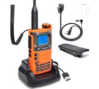 Quansheng UV-K5(8) Radio bidireccional portátil VHF UHF UHF FM NOAA UV-K6 Naranja para Exteriores/almacenaje y logística/navegación/producción Industrial (Naranja, con Tubo Transparente Auricular)