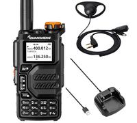Quansheng UV-K5 - Walkie Talkie de largo alcance con auriculares en D forma y micro PTT VHF UHF 200 canales, radio portátil recargable profesional AM/FM/DTMF, VOX, frecuencia de copia, NOAA tiempo