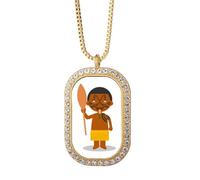 Quant - Collar con colgante de dibujos animados negros con cristales dorados