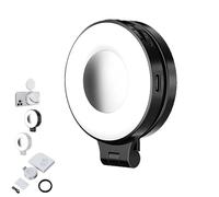 Quantifty 3-in-1 Magnetic Beauty Selfie Light for Phones, 360° LED Selfie Ring Fill Light with Mirror, Three Soft Color Temperatures for Makeup/Selfies/Video Recording (Black-1)