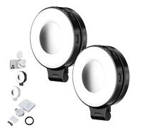Quantifty 3-in-1 Magnetic Beauty Selfie Light for Phones, 360° LED Selfie Ring Fill Light with Mirror, Three Soft Color Temperatures for Makeup/Selfies/Video Recording (Black-2)