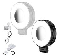 Quantifty 3-in-1 Magnetic Beauty Selfie Light for Phones, 360° LED Selfie Ring Fill Light with Mirror, Three Soft Color Temperatures for Makeup/Selfies/Video Recording (Black+White)