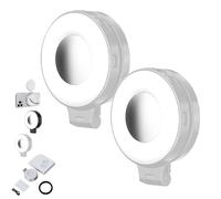 Quantifty 3-in-1 Magnetic Beauty Selfie Light for Phones, 360° LED Selfie Ring Fill Light with Mirror, Three Soft Color Temperatures for Makeup/Selfies/Video Recording (White-2)