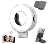 Quantifty 3-In-1 Magnetic Beauty Selfie Light for Phones, Magnetic Selfie Light with Mirror, 3 Light Modes, Magnetic Selfie Light for iPhone&Selfies&Photography&Video (White)