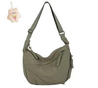 Quantifyn Crossbody Bag,Adjustable Strap, Divider Inside,Women'S Fashion Plain Color Nylon Crossbody Hobo Bag (green)