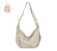 Quantifyn Crossbody Bag,Adjustable Strap, Divider Inside,Women'S Fashion Plain Color Nylon Crossbody Hobo Bag (white)