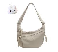 Quantifyn Crossbody Bag, Fashion Plain Color Nylon Crossbody Hobo Bag, Built-in Compartments for Easy Storage (Off-white)