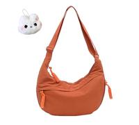 Quantifyn Crossbody Bag, Fashion Plain Color Nylon Crossbody Hobo Bag, Built-in Compartments for Easy Storage (Orange)