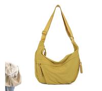 Quantifyn Crossbody Bag,Quantifyn Fashion Plain Color Nylon Crossbody Hobo Bag Divider Inside,Adjustable Strap,for Woman (Yellow)