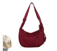 Quantifyn Crossbody Bag,Quantifyn Fashion Plain Color Nylon Crossbody Hobo Bag Divider Inside,Adjustable Strap,for Woman (Red)
