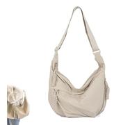 Quantifyn Crossbody Bag,Quantifyn Fashion Plain Color Nylon Crossbody Hobo Bag Divider Inside,Adjustable Strap,for Woman (Beige)