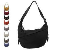 Quantifyn Crossbody Bag, Quantifyn Women Fashion Plain Color Nylon Crossbody Hobo Bag, Divider inside, Adjustable Strap (Black)