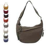 Quantifyn Crossbody Bag, Quantifyn Women Fashion Plain Color Nylon Crossbody Hobo Bag, Divider inside, Adjustable Strap (Dark Gray)