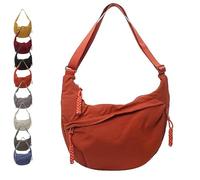 Quantifyn Crossbody Bag, Quantifyn Women Fashion Plain Color Nylon Crossbody Hobo Bag, Divider inside, Adjustable Strap (Orange)