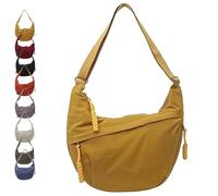 Quantifyn Crossbody Bag, Quantifyn Women Fashion Plain Color Nylon Crossbody Hobo Bag, Divider inside, Adjustable Strap (Yellow)