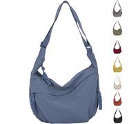 Quantifyn Crossbody Bag, Quantifyn Women'S Fashion Plain Color Nylon Crossbody Hobo Bag,Divider Inside,for Commute (Blue)