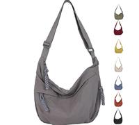 Quantifyn Crossbody Bag, Quantifyn Women'S Fashion Plain Color Nylon Crossbody Hobo Bag,Divider Inside,for Commute (Gray)