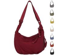 Quantifyn Crossbody Bag, Quantifyn Women'S Fashion Plain Color Nylon Crossbody Hobo Bag,Divider Inside,for Commute (Red)
