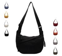 Quantifyn Crossbody Bag, Women's Fashion Plain Color Nylon Crossbody Hobo Bag, Lightweight Crescent Cross-body Bags (Black)