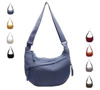 Quantifyn Crossbody Bag, Women's Fashion Plain Color Nylon Crossbody Hobo Bag, Lightweight Crescent Cross-body Bags (Blue)