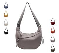 Quantifyn Crossbody Bag, Women's Fashion Plain Color Nylon Crossbody Hobo Bag, Lightweight Crescent Cross-body Bags (Gray)